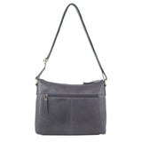 Pierre Cardin Womens Leather Perforated Cross-Body Bag with stud Detailing - Teal