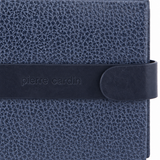 Pierre Cardin Mens RFID Woven-Embossed Leather Tab Wallet - Navy