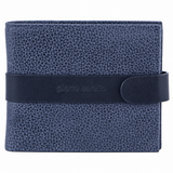 Pierre Cardin Mens RFID Woven-Embossed Leather Tab Wallet - Navy