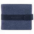 Pierre Cardin Mens RFID Woven-Embossed Leather Tab Wallet - Navy