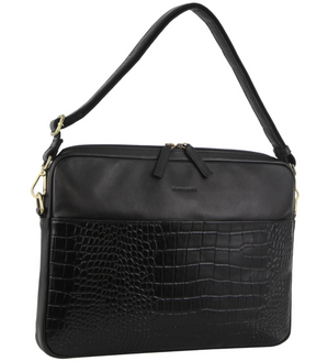 Pierre Cardin Croc-Embossed Leather 15" Laptop Business Bag - Black