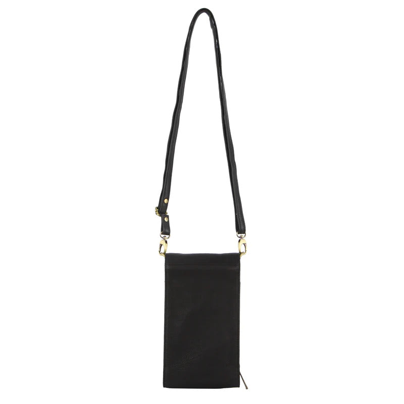 Pierre Cardin Ladies Leather Cross Body Bag/Wallet Bag/Clutch Wallet Large Flap - Black