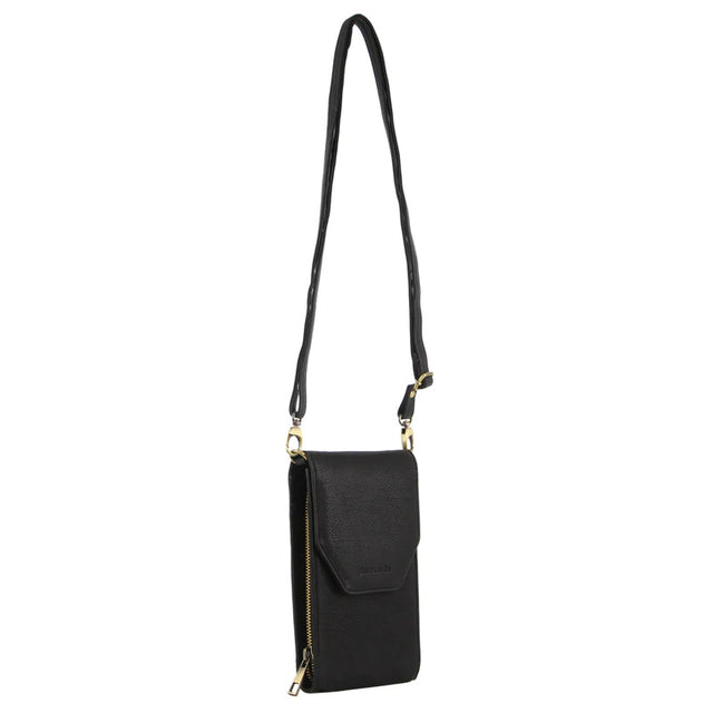 Pierre Cardin Ladies Leather Cross Body Bag/Wallet Bag/Clutch Wallet Large Flap - Black