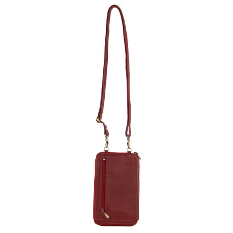 Pierre Cardin Ladies Leather Cross Body Bag/Wallet Bag/Clutch Wallet - Red