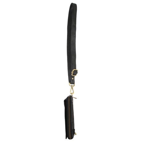 Pierre Cardin Ladies Leather Cross Body Bag/Wallet Bag/Clutch Wallet Small Flap - Black