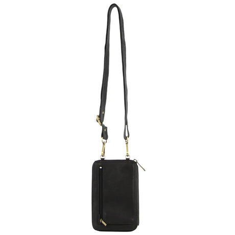 Pierre Cardin Ladies Leather Cross Body Bag/Wallet Bag/Clutch Wallet Small Flap - Black