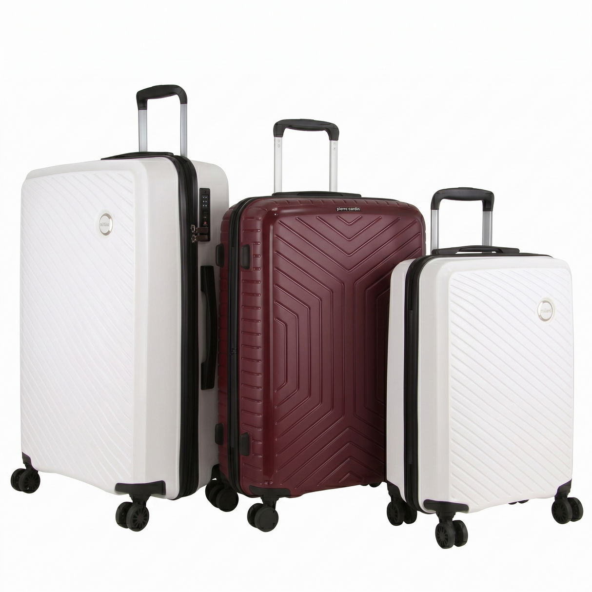 Pierre Cardin 3pc Hardshell Superlight Luggage Set 20/24/28" - Burgundy/White (Travel Suitcases)