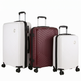 Pierre Cardin 3pc Hardshell Superlight Luggage Set 20/24/28" - Burgundy/White (Travel Suitcases)