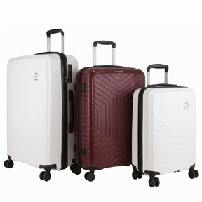 Pierre Cardin 3pc Hardshell Superlight Luggage Set 20/24/28" - Burgundy/White (Travel Suitcases)