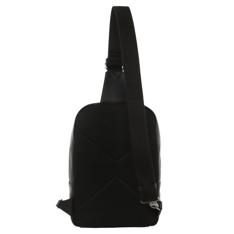 Pierre Cardin Mens Leather Crossbody Bag - Black/Navy (w/ Shoulder Strap)