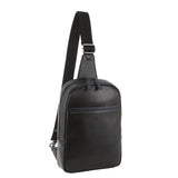 Pierre Cardin Mens Leather Crossbody Bag - Black/Navy (w/ Shoulder Strap)