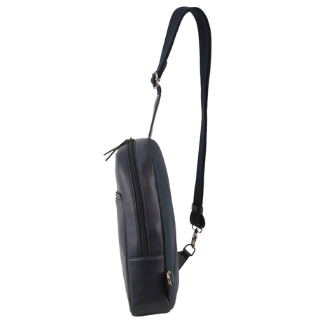 Pierre Cardin Mens Leather Crossbody Bag - Navy/Black (w/ Shoulder Strap)