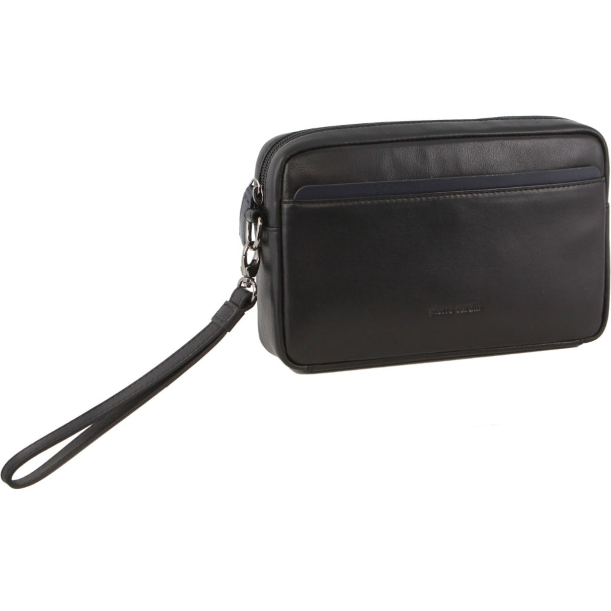 Pierre Cardin Mens Leather Travel Organizer Bag - Black/Navy