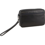Pierre Cardin Mens Leather Travel Organizer Bag - Black/Navy