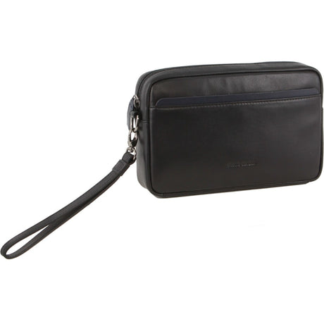 Pierre Cardin Mens Leather Travel Organizer Bag - Black/Navy