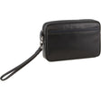 Pierre Cardin Mens Leather Travel Organizer Bag - Black/Navy