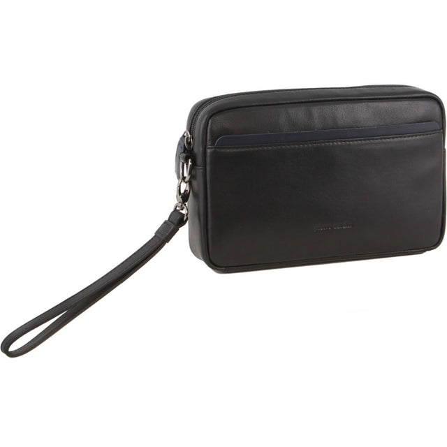 Pierre Cardin Mens Leather Travel Organizer Bag - Black/Navy