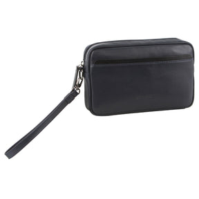 Pierre Cardin Mens Leather Travel Organizer Bag - Navy/Black