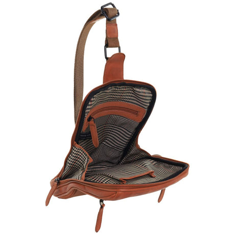 Pierre Cardin Mens Leather Crossbody Bag - Cognac
