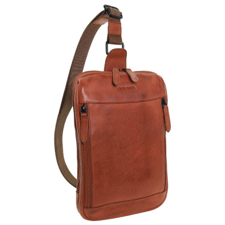 Pierre Cardin Mens Leather Crossbody Bag - Cognac