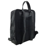 Pierre Cardin Mens Leather Sleek Backpack Bag - Black (w/ Laptop Compartment)