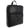 Pierre Cardin Mens Leather Sleek Backpack Bag - Black (w/ Laptop Compartment)