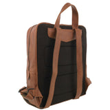 Pierre Cardin Mens Leather Sleek Backpack Bag - Cognac (w/ Laptop Compartment)