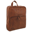Pierre Cardin Mens Leather Sleek Backpack Bag - Cognac (w/ Laptop Compartment)