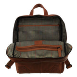 Pierre Cardin Mens Leather Sleek Backpack Bag - Cognac (w/ Laptop Compartment)