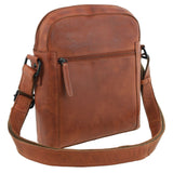 Pierre Cardin Mens Large Leather Crossbody Bag - Cognac (Front & Back Zipped Pocket)