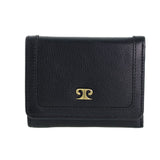 Pierre Cardin Ladies Leather Snap Button Tri-Fold Wallet - Black