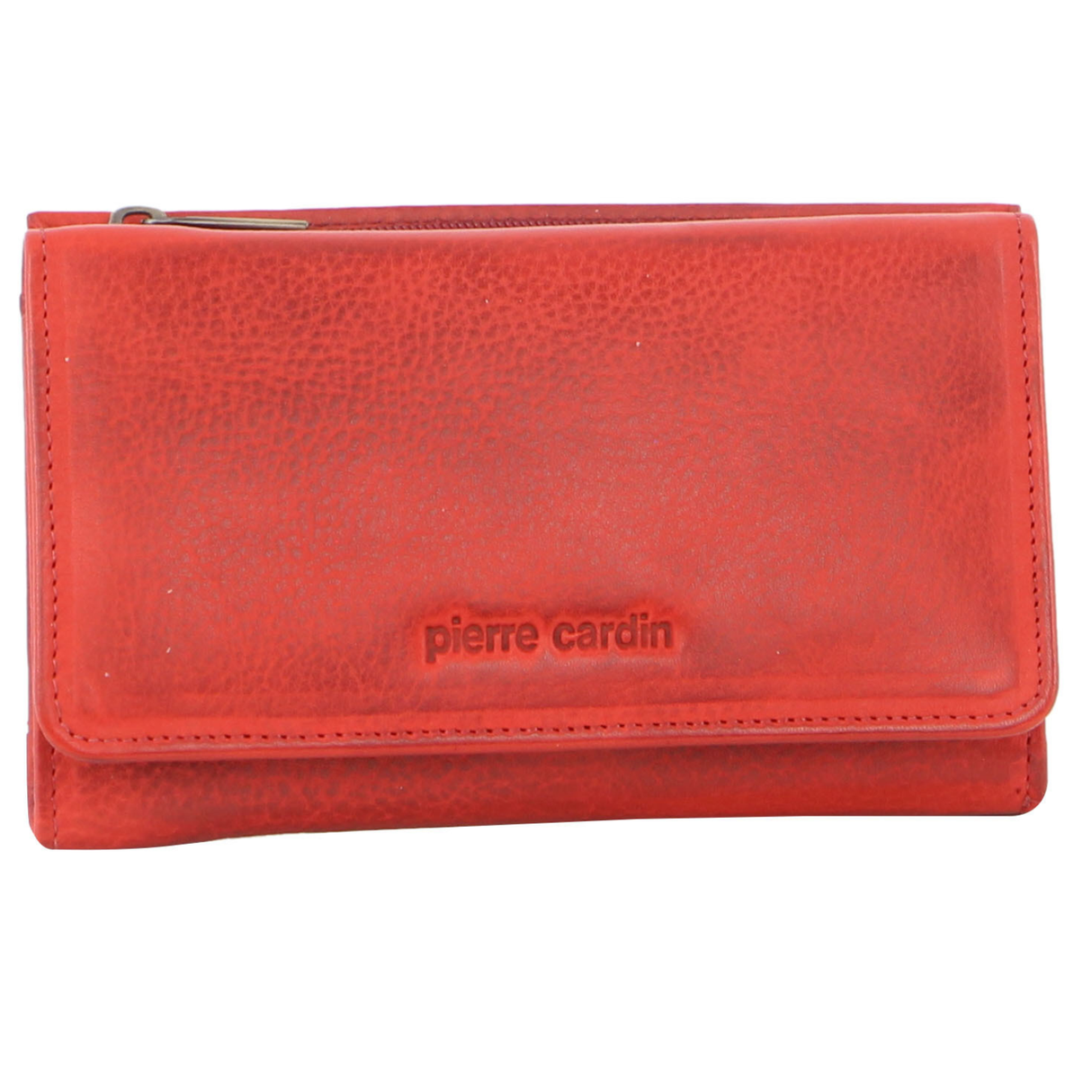 Pierre Cardin Womens Soft Italian Leather RFID Rustic Purse Wallet - Red