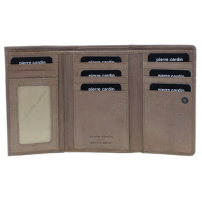 Pierre Cardin Womens Soft Italian Leather RFID Rustic Purse Wallet - Taupe
