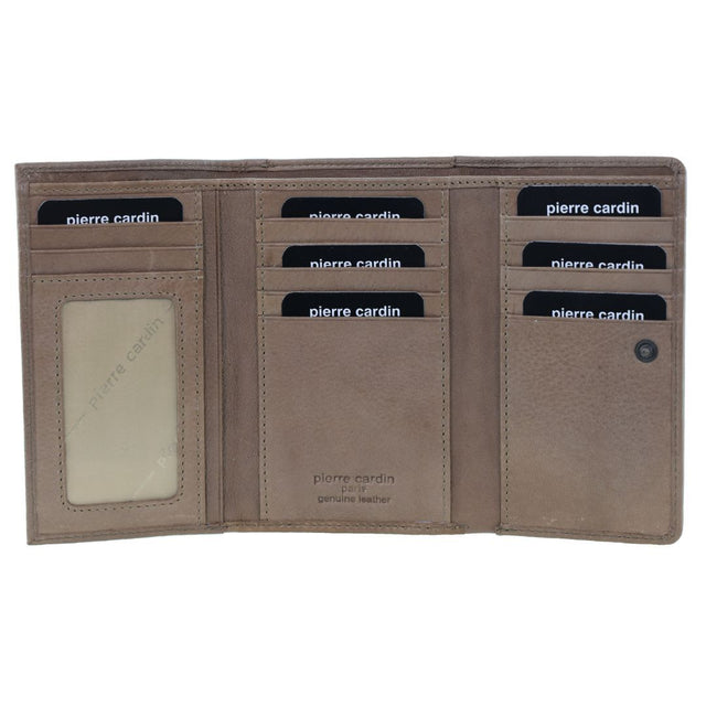 Pierre Cardin Womens Soft Italian Leather RFID Rustic Purse Wallet - Taupe