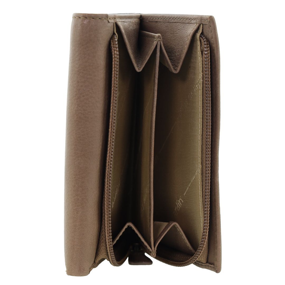 Pierre Cardin Womens Soft Italian Leather RFID Rustic Purse Wallet - Taupe