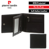 Pierre Cardin Mens Tri Fold Leather Wallet - Brown (RFID Protection)