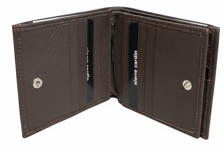 Pierre Cardin Mens Tri Fold Leather Wallet - Brown (RFID Protection)