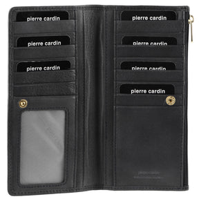 Pierre Cardin Womens Soft Italian Leather Bifold RFID Purse Wallet - Black