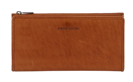 Pierre Cardin Womens Soft Italian Leather RFID Purse Bi-Fold Wallet - Cognac