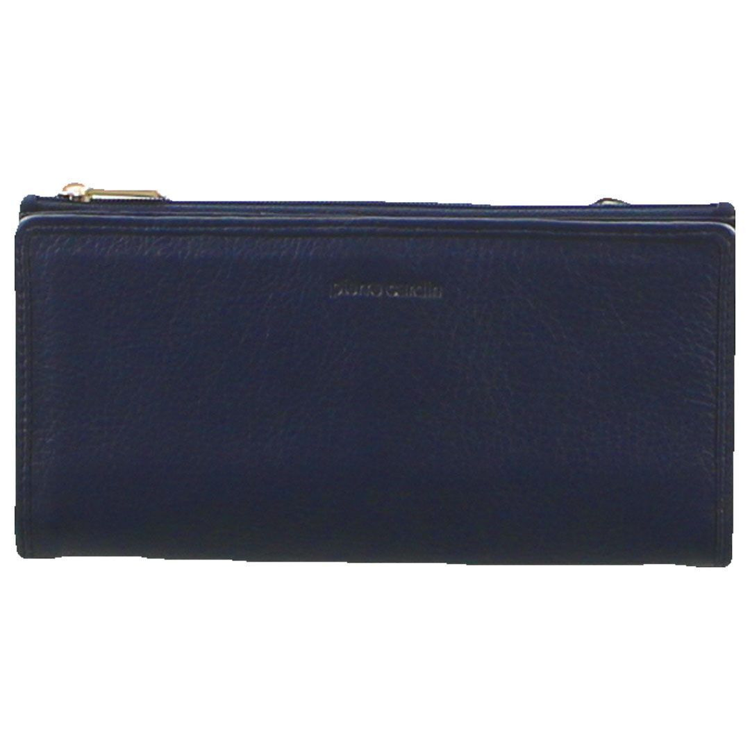 Pierre Cardin Ladies Womens Soft Italian Leather RFID Purse Bi-Fold Wallet - Navy