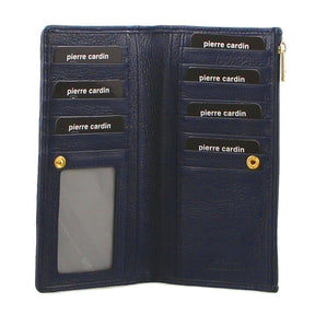 Pierre Cardin Ladies Womens Soft Italian Leather RFID Purse Bi-Fold Wallet - Navy