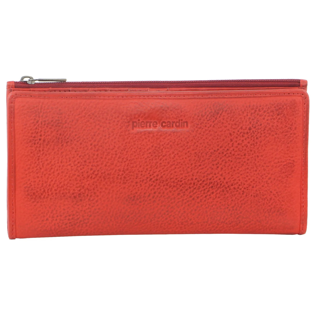 Pierre Cardin Womens Soft Italian Leather RFID Purse Bi-Fold Wallet - Red