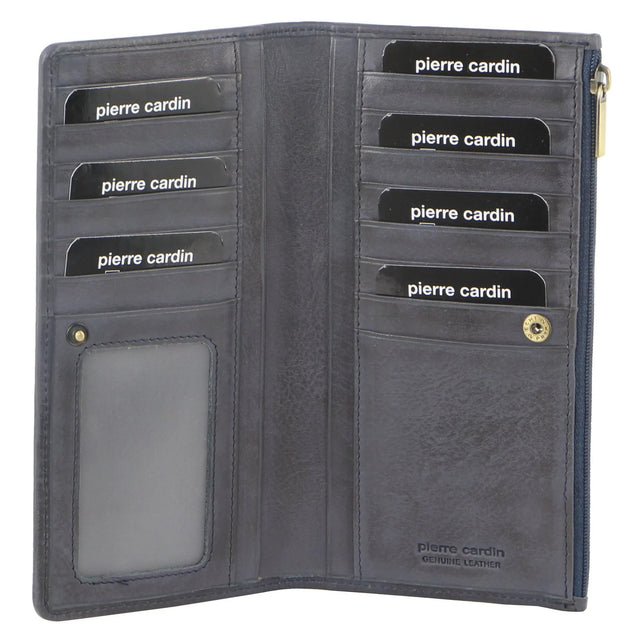 Pierre Cardin Womens Soft Italian Leather RFID Purse Bi-Fold Wallet - Teal