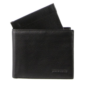 Pierre Cardin Mens Genuine Italian Leather Wallet - Black (Removable Coin Purse)