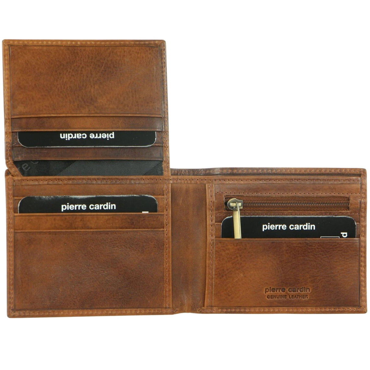 Pierre Cardin Mens Wallet RFID Blocking Genuine Italian Leather - Cognac
