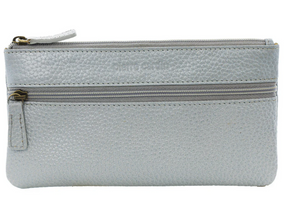 Pierre Cardin Womens Leather Wallet Case - Silver (Phone & Coins)