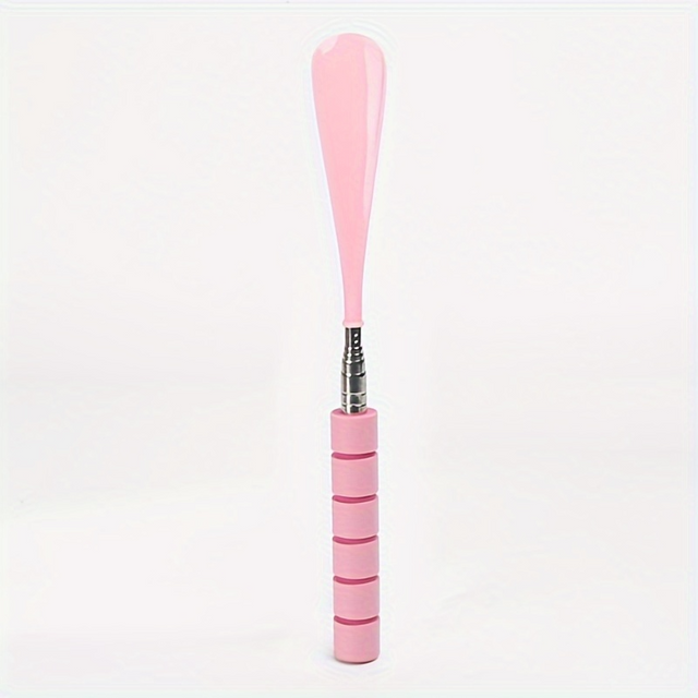 Telescopic Shoe Horn with Extendable Stainless Steel Long Handle in Pink