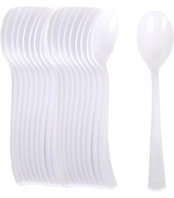 1200x Reusable & Disposable White Plastic Spoons -  BPA Free Cutlery (Bulk)