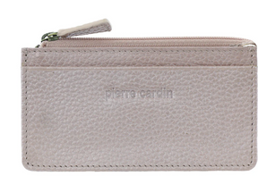 Pierre Cardin Womens RFID Leather Coin Purse Wallet - Pearl (w/ Keyring)