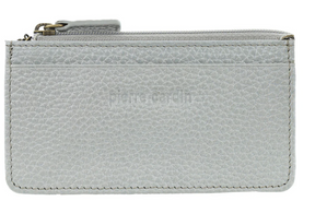 Pierre Cardin Womens RFID Leather Coin Purse Wallet - Silver (w/ Keyring)